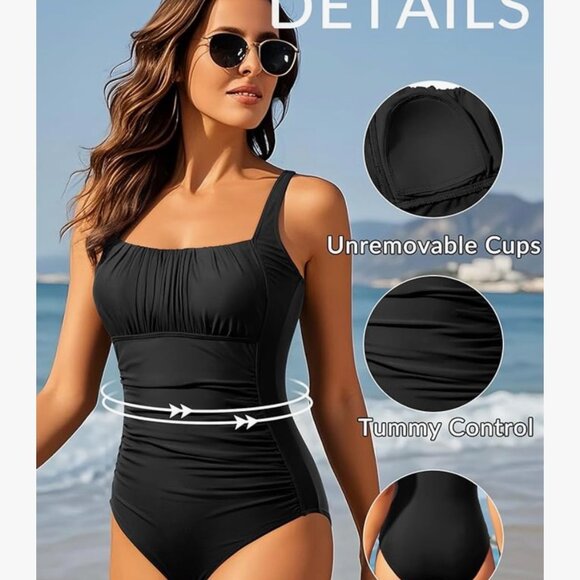 One Piece Bathing Suit for Women Tummy Control Swimsuit Slimming Vintage XL - Picture 4 of 6